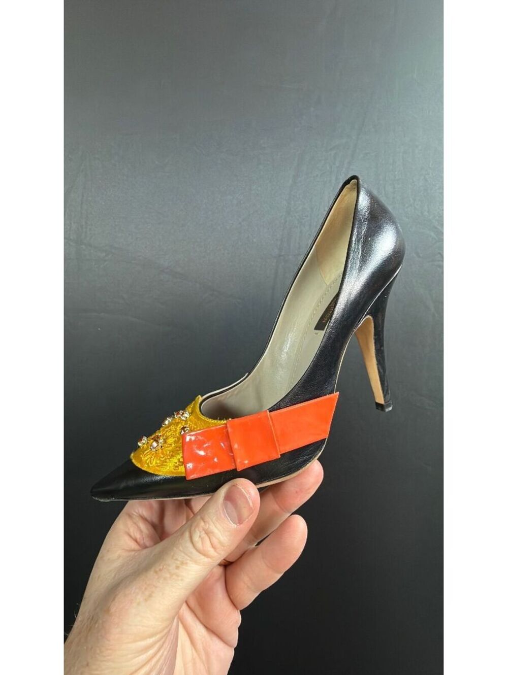Louis Vuitton Embellished Heel w/side ribbon Size 36.5